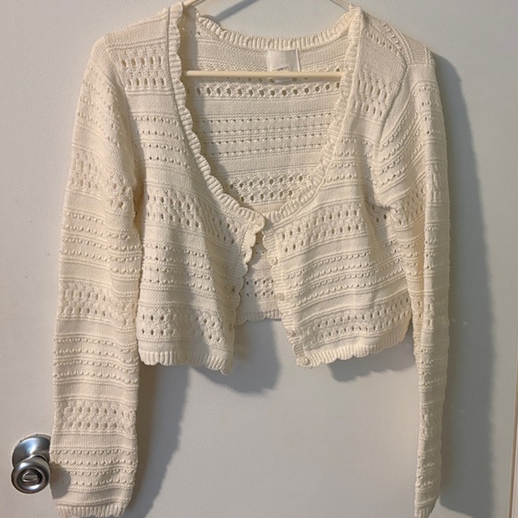 H&M Sweaters - H&M Crochet Knit Cream Cardigan Sweater